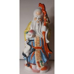 Antique Casting Porcelain Famous Chinese‎ Statues symbol of long life & Wis #401